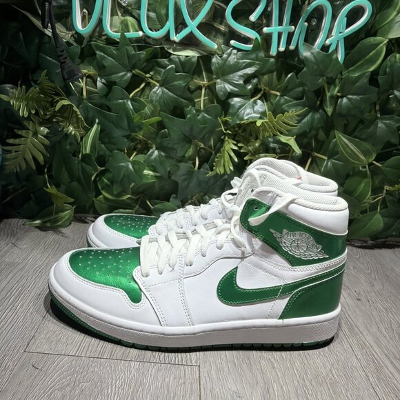 Nike Air Jordan 1 High G Pine Green Metallic White Mens Size 11.5 Golf Shoes New main image 4